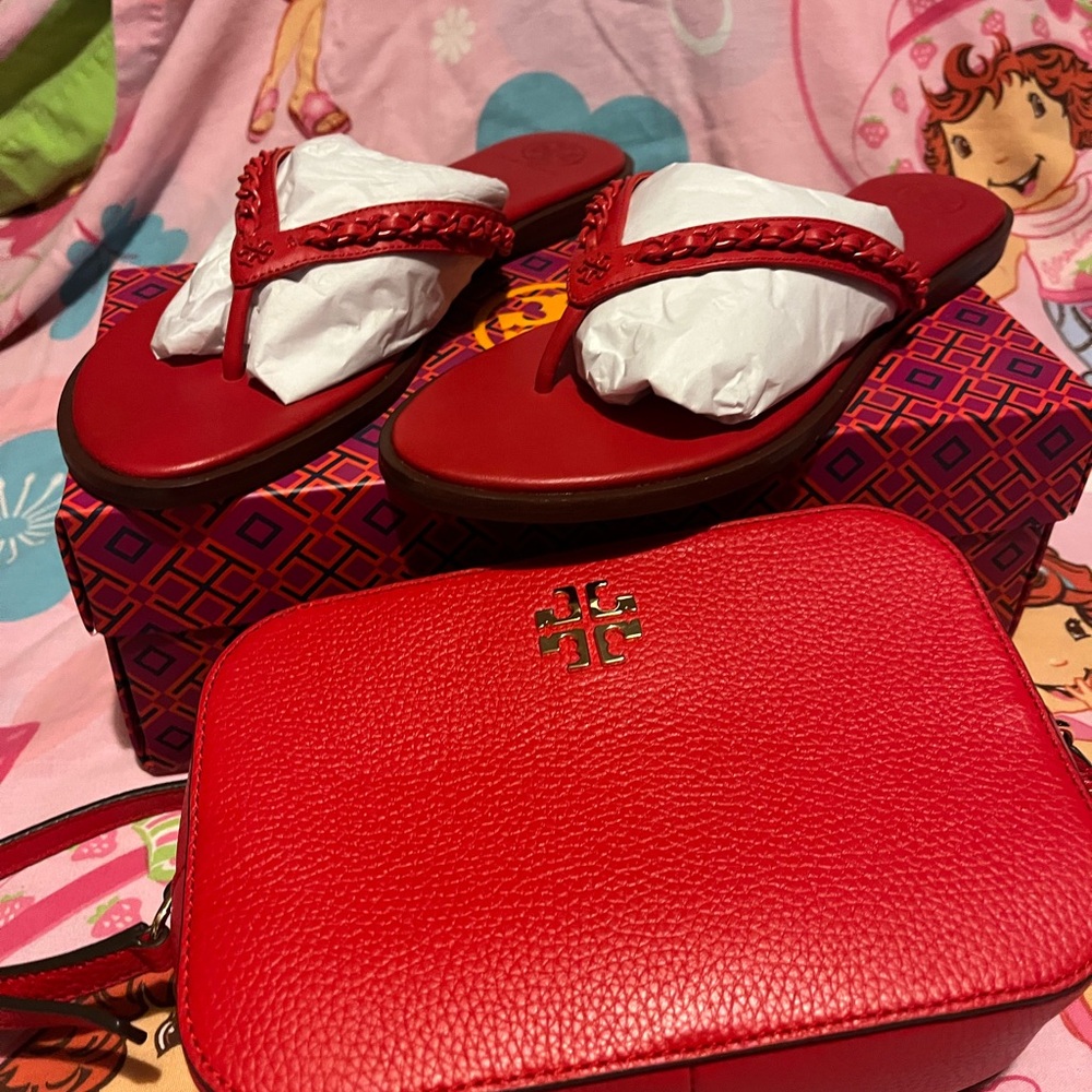 Tory Burch Red Sandals and purse set